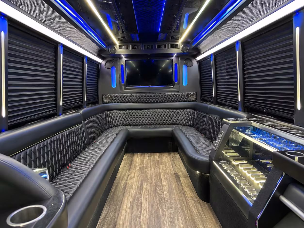 15 passenger party bus inside