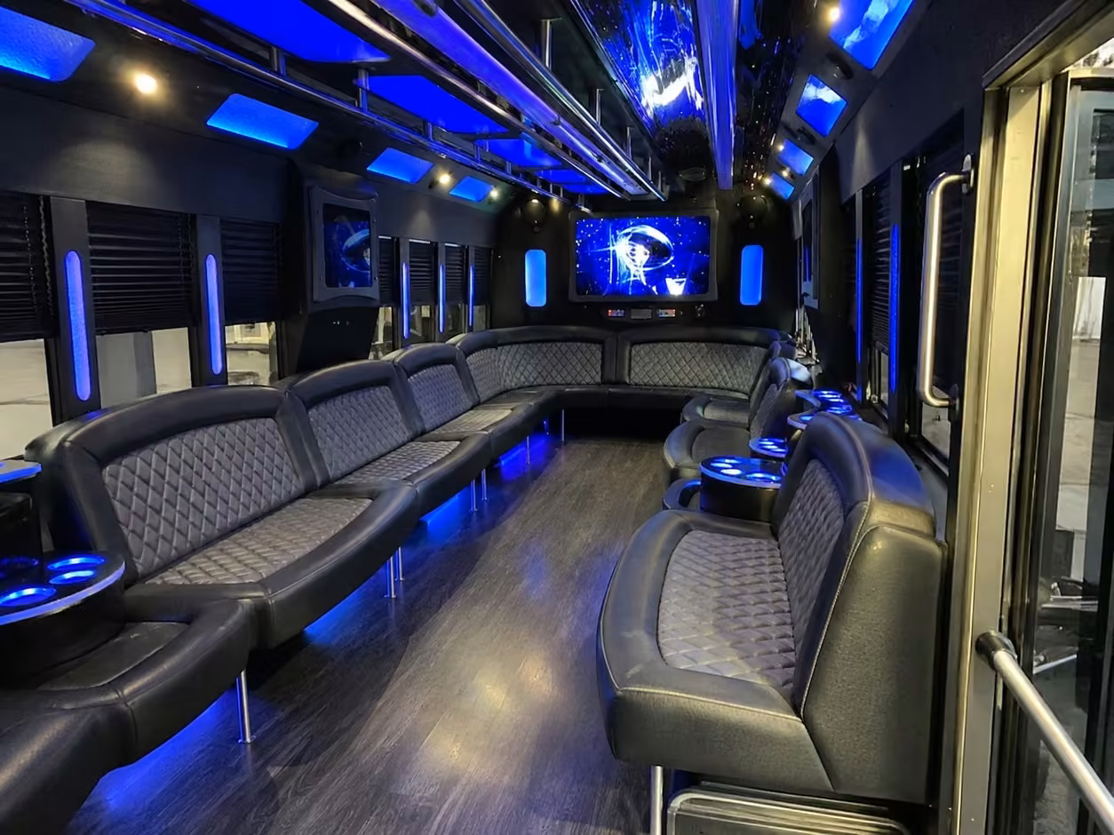18 passenger party bus inside