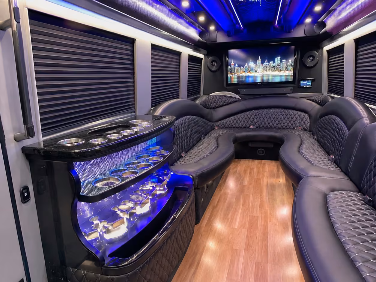 18 passenger party bus interior