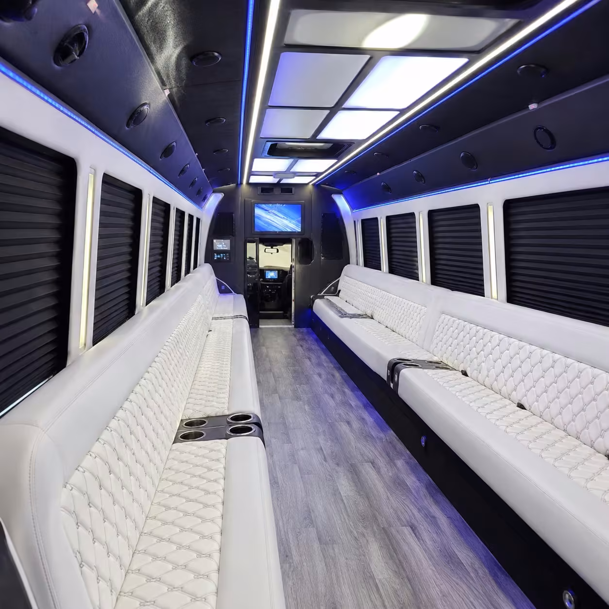 28 passenger party bus inside